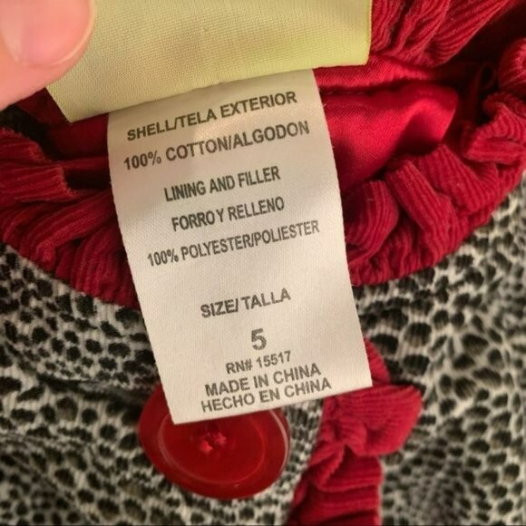 Penelope Mack Girls size 5 Leopard Print Coat With Red Trim - Picture 6 of 7